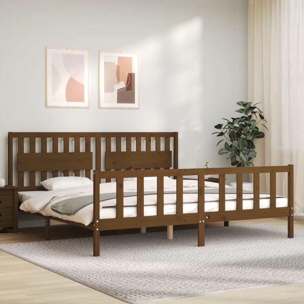 vidaXL Posteľný rám s čelom medovo-hnedý 200x200 cm masívne drevo