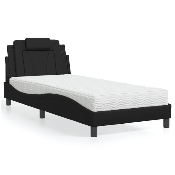 vidaXL Posteľ Viana s matracom čierna 80x200 cm umelá koža