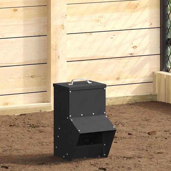 vidaXL Kŕmidlo pre kurčatá Čierna 20 x 25 x 35 cm Studenokoľajná oceľ