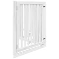 vidaXL Brána pre psa s dverami sklad. 4pan. biela 320cm topoľové drevo