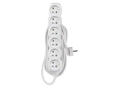 Prodlužovací kabel EMOS P0615R / 5 m / 6 zásuvek / bílý / PVC / 1,5 mm2