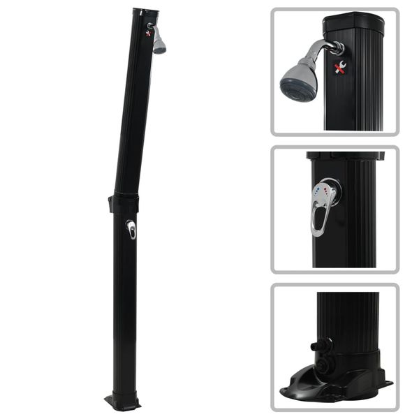 vidaXL Skladacia solárna sprcha, čierna 214 cm 23 l