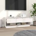 vidaXL TV skrinka biela 110,5x34x40 cm masívna borovica