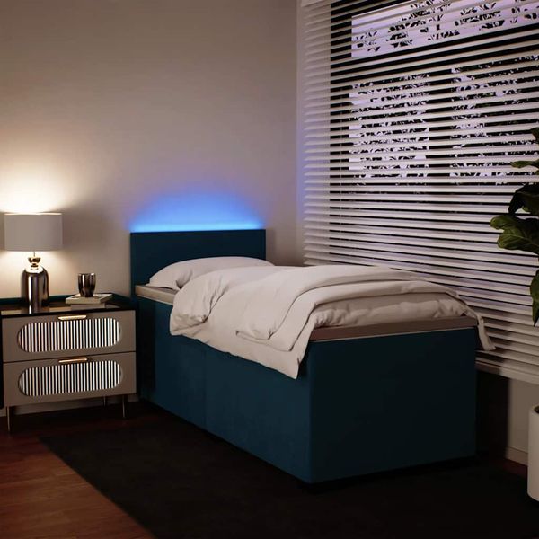 vidaXL Posteľný rám boxsping s matracom modrá 90x190 cm zamat