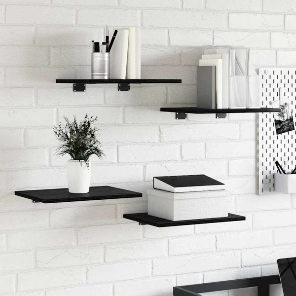 vidaXL Polica na knihy 4 pcs Čierny 40 x 30 x 1,5 cm Kompozitné drevo