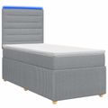 vidaXL LED boxspring posteľ s matracom Svetlosivá 80 x 200 cm Látka