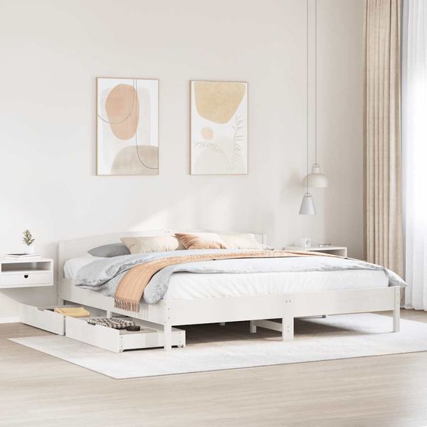 vidaXL Posteľ bez matraca biela 200x200 cm masívna borovica