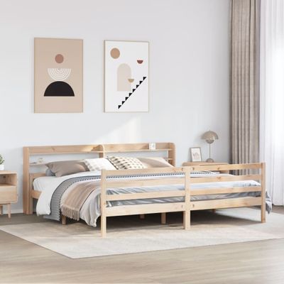 vidaXL Posteľný rám s čelom 200x200 cm masívna borovica