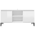 vidaXL TV stolík nohy z kovu lesklý biely 103,5x35x50 cm
