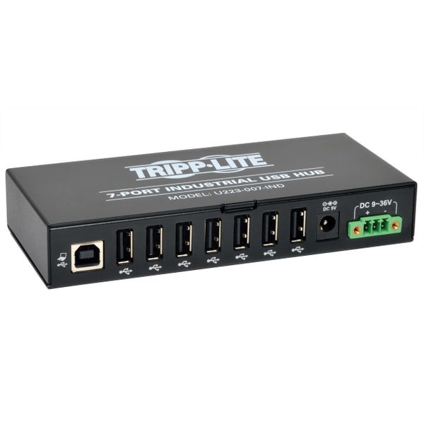 Rozbočovač 7x USB 2, priemyselný, odolnosť ESD 15kV, kovové púzdro, možnosť montáže