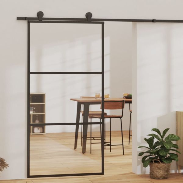 vidaXL Posuvné dvere s kovaním ESG sklo a hliník 102x205 cm