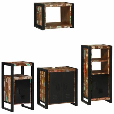 vidaXL Sada kúpeľňového nábytku Nástenný 4 pcs Masívne obnovené drevo