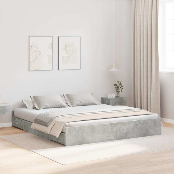 vidaXL Rám postele s úložným prostorem Betónová šedá 180 x 200 cm