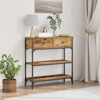 vidaXL Konzolový stôl Staré drevo 72,5 x 25 x 75 cm Kompozitné drevo