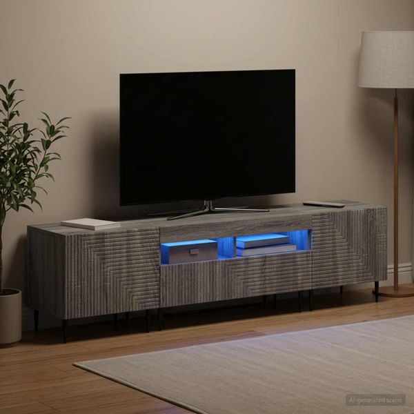 vidaXL 3-dielny LED TV stolík Sivý Sonoma Kompozitné drevo