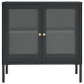 vidaXL Komoda antracitová 70x35x70 cm oceľ a sklo