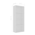 vidaXL Knižnica so 4 policami, biela 60x30x151,5 cm, drevotrieska
