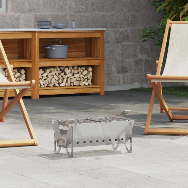 vidaXL Kempingový ohnisko 42 x 22 x 18 cm Nehrdzavejúca oceľ