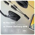AXAGON ADA-HCPD, USB-C na 3.5mm jack - Hi-Res DAC audio adaptér, 384kHz/32bit, stereo, PD 60W 3A Adaptér, zvuková karta, USB-C 2.0 na 3,5mm jack + USB-C, DAC prevodník, 384kHz/32bit, 10cm, PD 60W, čierny