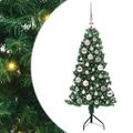vidaXL Rohový umelý vianočný strom s 150 LED-i Zelená 120 cm PVC a kov