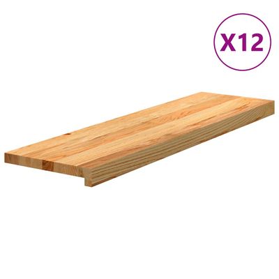 vidaXL Schodiskové stupne 12 ks svetlohnedá 90x30x2 cm dubový masív
