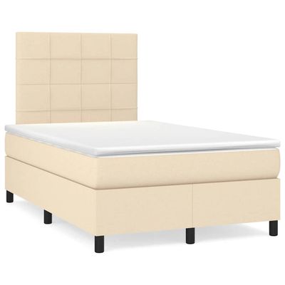 vidaXL Boxspring posteľ s matracom a LED krémová 120x190 cm látka