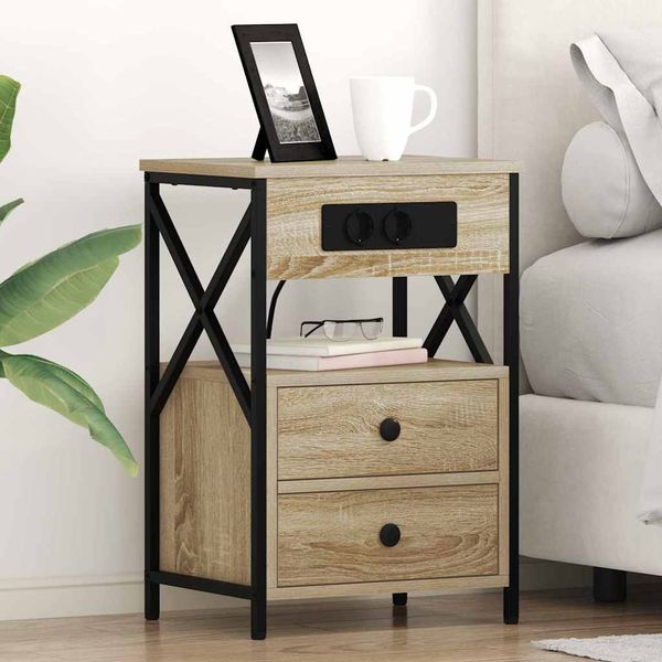 vidaXL Nočný stolík 2 pcs Sonoma dub 40 x 31 x 60 cm Kompozitné drevo