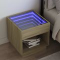 vidaXL Nočný stolík s nekonečnými LED dub sonoma 50x50x50 cm