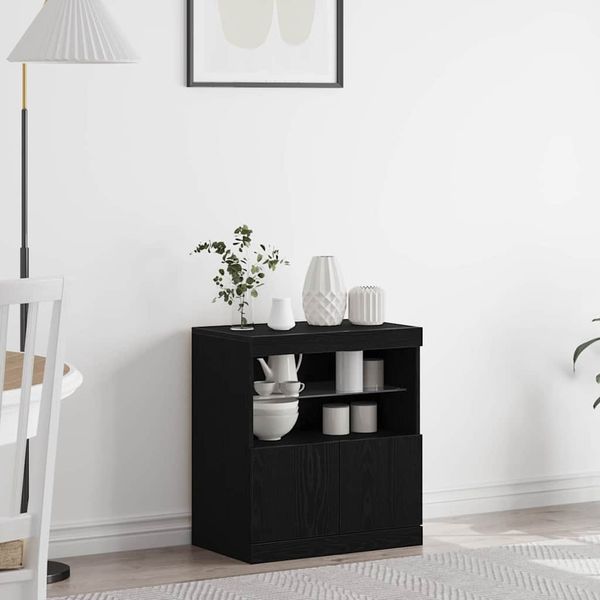 vidaXL LED komoda Čierna 60,5 x 37 x 67 cm Kompozitné drevo