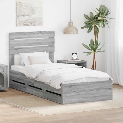 vidaXL Rám postele Sivý Sonoma 75 x 190 cm Inžinierske drevo