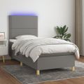 vidaXL Posteľ boxsping s matracom a LED tmavosivá 100x200 cm látka
