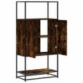 vidaXL Vysoká skrinka dymový dub 68x35x139 cm kompozitné drevo+kov