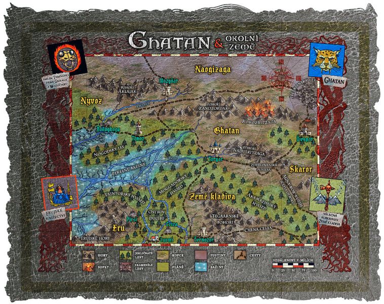 Mapa Ghatanu a okolitých krajín