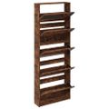 vidaXL Botník so zrkadlom 5-poschodový dymový dub 63x17x169,5 cm