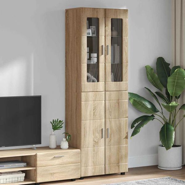 vidaXL Highboard FLORIN Sonoma dub 60 x 35 x 182 cm Kompozitné drevo