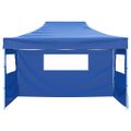 vidaXL Skladací stan s 3 stenami 3x4,5 m modrý