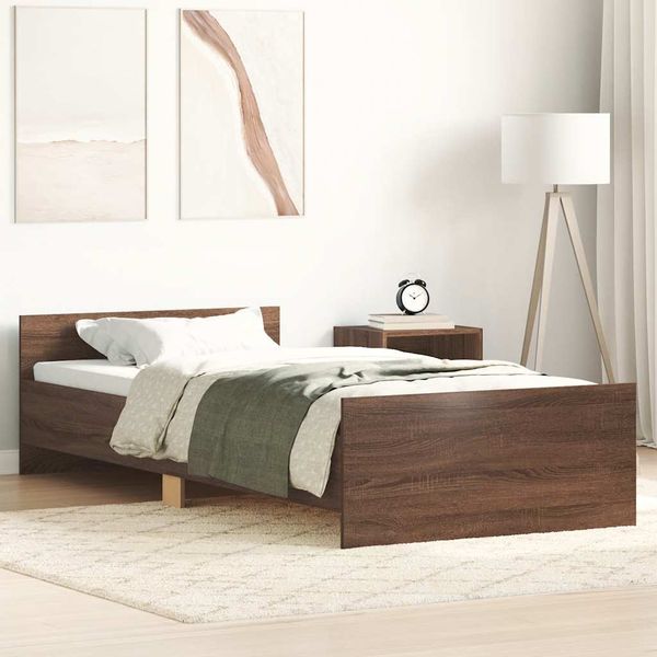 vidaXL Posteľný rám bez matraca hnedý dub 75x190 cm kompozitné drevo