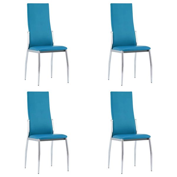 vidaXL Jedálenské stoličky 4 ks, modré, umelá koža