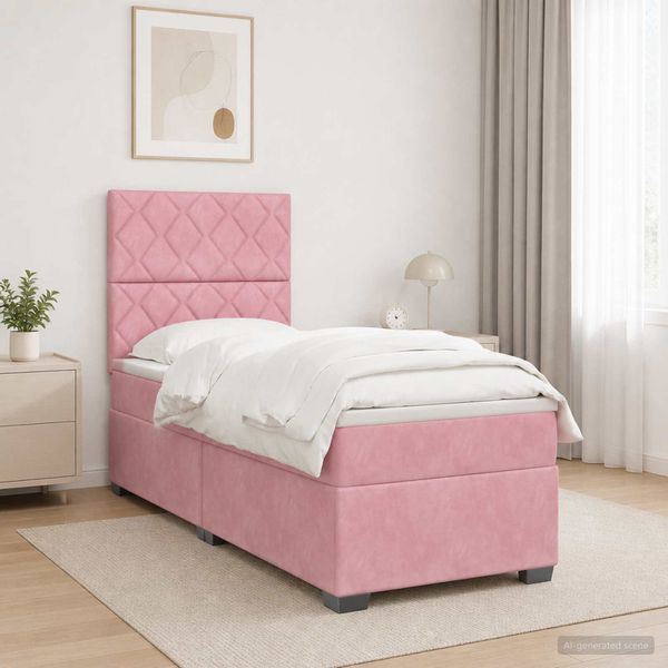 vidaXL Posteľ boxspring s matracom Ružová 80 x 200 cm Zamat