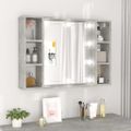 vidaXL Zrkadlová skrinka s LED betónová sivá 76x15x55 cm