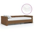 vidaXL Pohovka s matracom a USB hnedá látková 90x200 cm