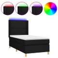 vidaXL Posteľ boxsping s matracom a LED čierna 90x200 cm látka