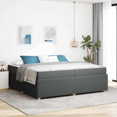 vidaXL Rám postele Tmavo šedá 200 x 200 cm látka