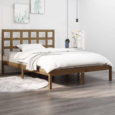 vidaXL Posteľný rám medovo-hnedý mas=ivne drevo 140x190 cm