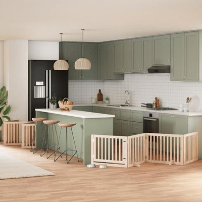 vidaXL Brána pre psa s dverami sklad. 12 panelov 960 cm topoľové drevo