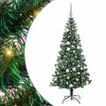 vidaXL Umelý predsvietený vianočný stromček Zelená 180 cm PVC a kov