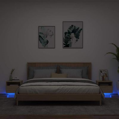 vidaXL Nočné stolíky s LED svetlami 2 ks dub sonoma 40x39x37 cm