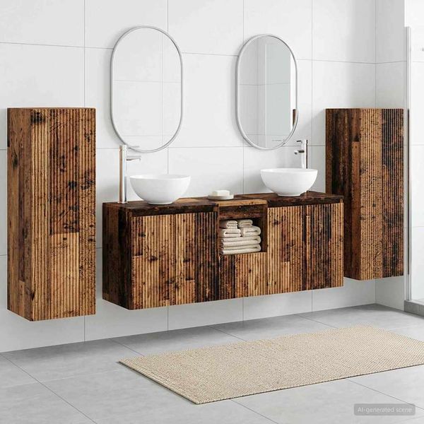 vidaXL Sada kúpeľňového nábytku 5 ks Staré drevo 33 x 34,5 x 100 cm