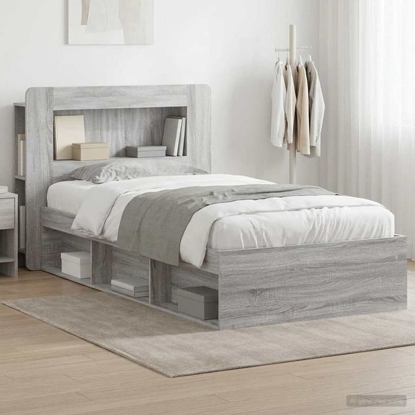 vidaXL Rám postele so skladom Sivý Sonoma 75 x 190 cm Kompozitné drevo