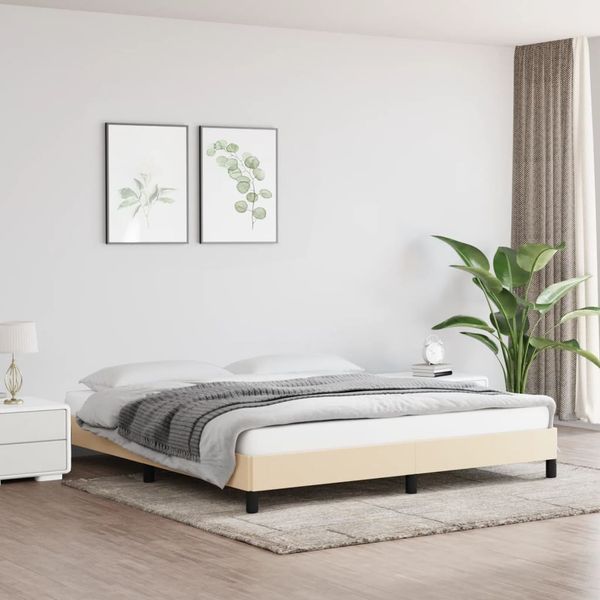 vidaXL Posteľ bez matracakrémová 160x200 cm látka